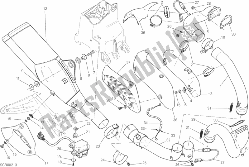 Todas as partes de Sistema De Exaustão do Ducati Monster 821 Thailand 2017